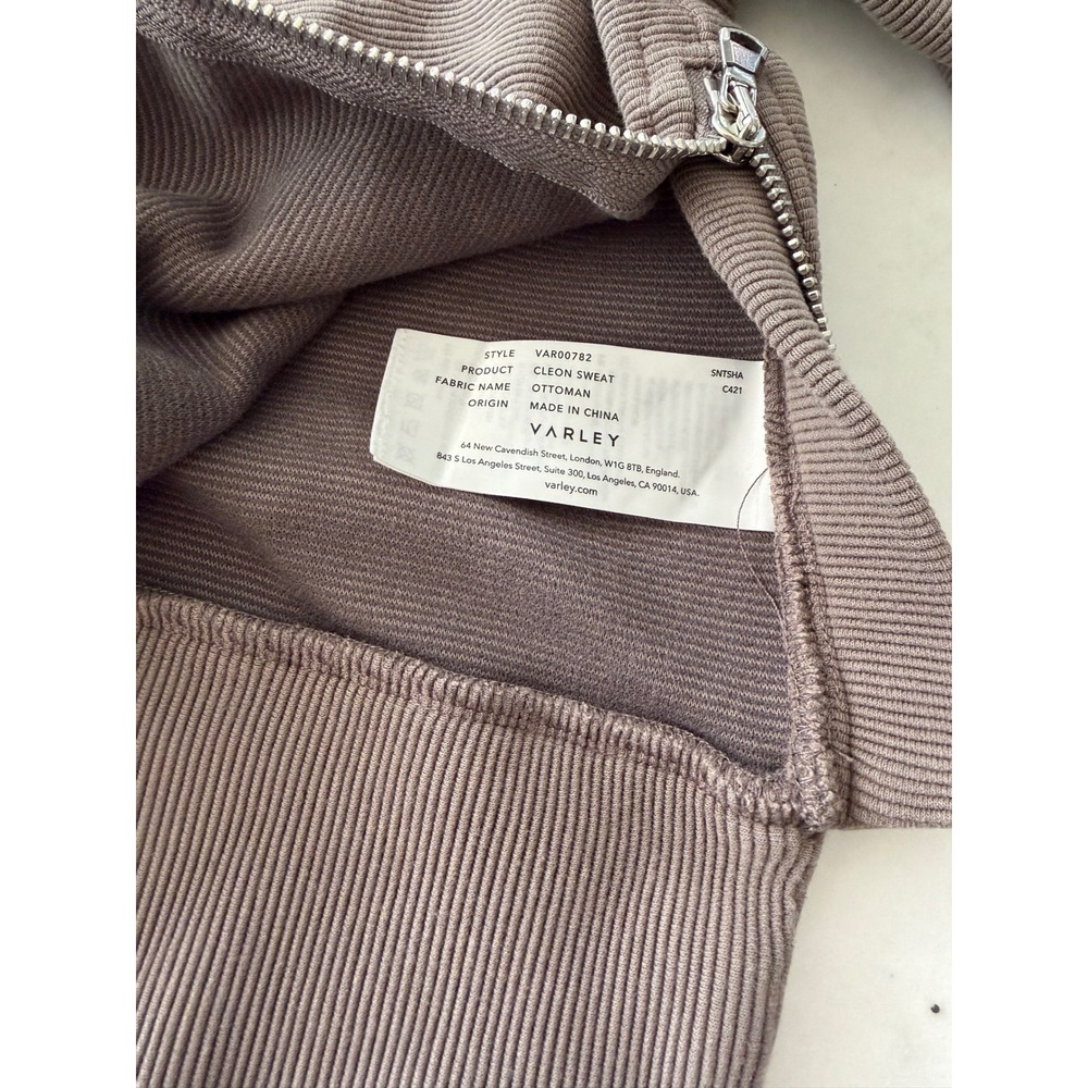 Varley Cleon Sweat Ottoman Ribbed Side Zip Pullover Sweatshirt Brown VAR00782 - Picture 6 of 9
